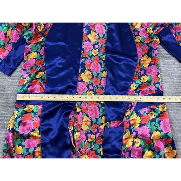 Vintage Victorias Secret Robe Large Multicolor‎ Floral Long Open Front Polyester - Picture 5 of 12